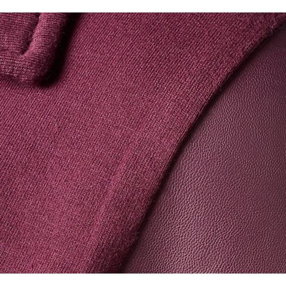 NEW Belle by Kim Gravel Circle Zip Knit Top M with Faux Leather Sleeves Autumn - Picture 4 of 5